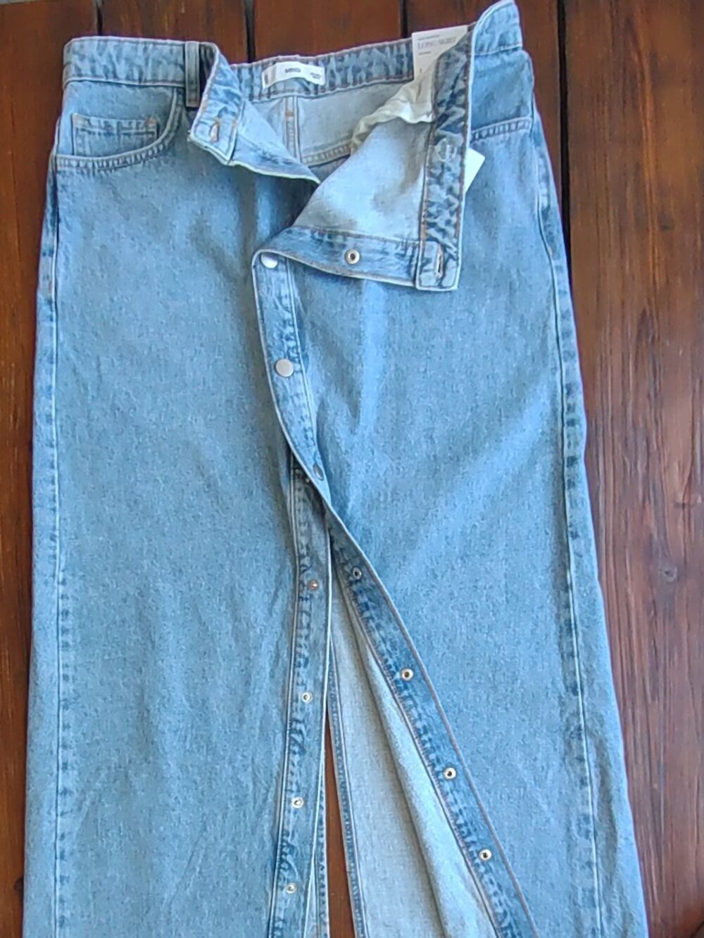 MANGO Denim Maxi Skirt Size Large Edgy Boho Timeless Minimalist Capsule Sleek - Picture 12 of 15